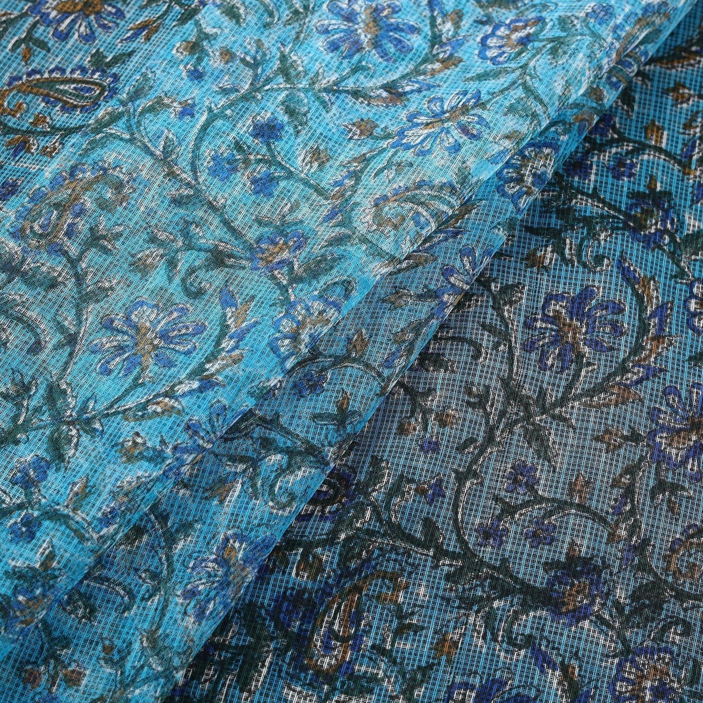 Kota doria cotton hand block sanganeri print fabric 06