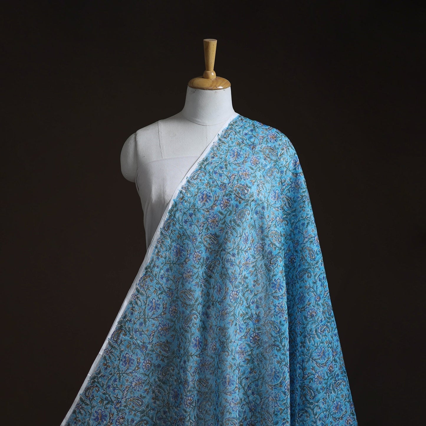 Kota doria cotton hand block sanganeri print fabric 06