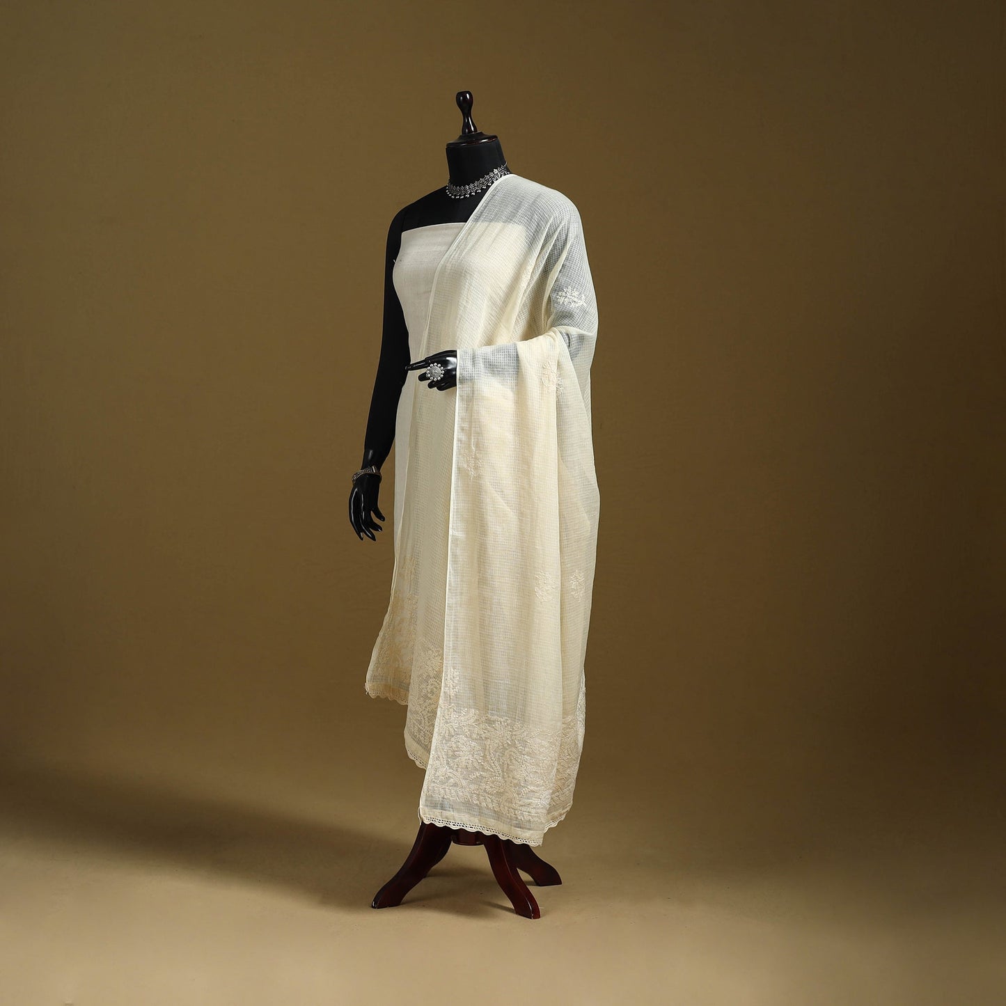 Kota doria cotton hand embroidered lucknowi chikankari