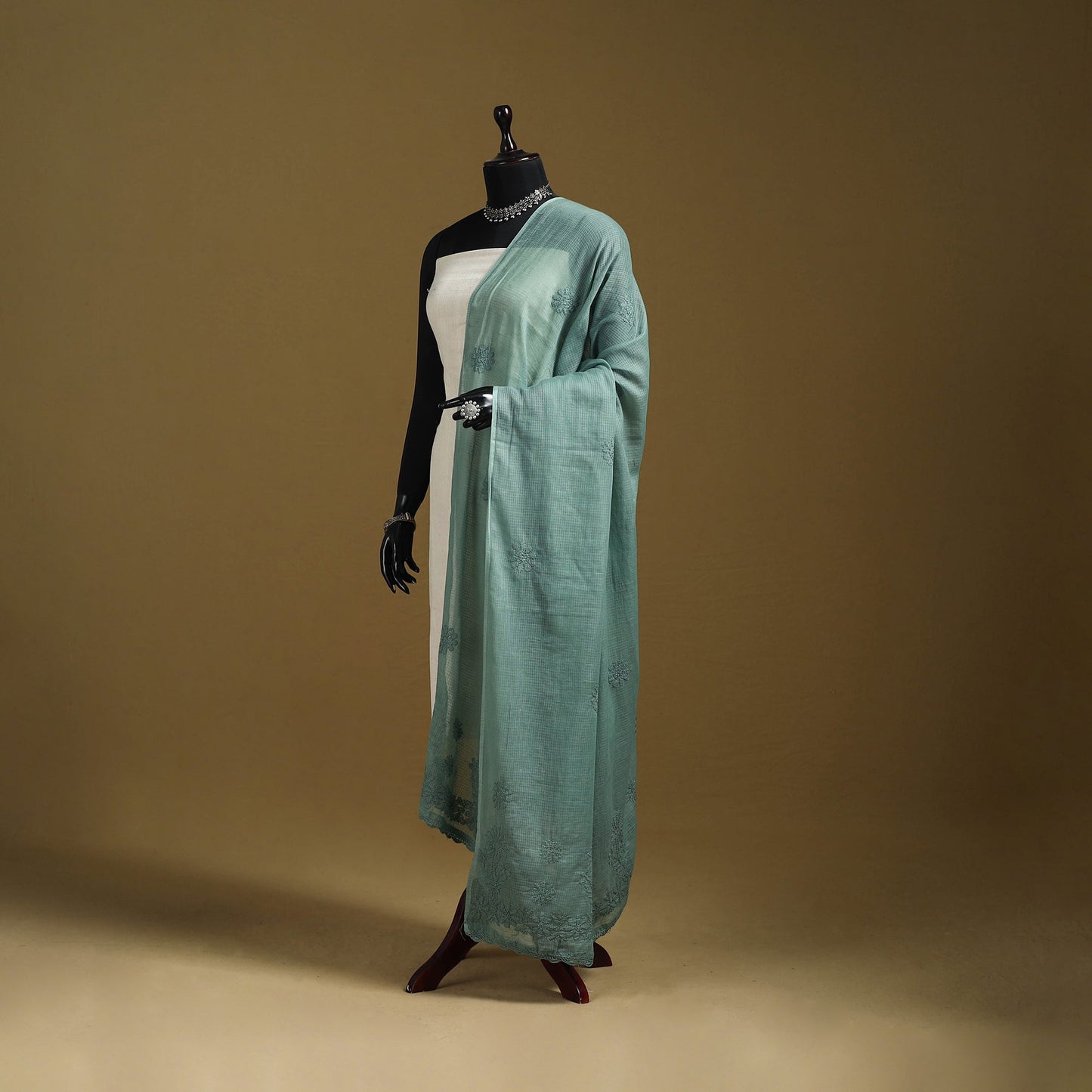 Kota doria cotton hand embroidered lucknowi chikankari