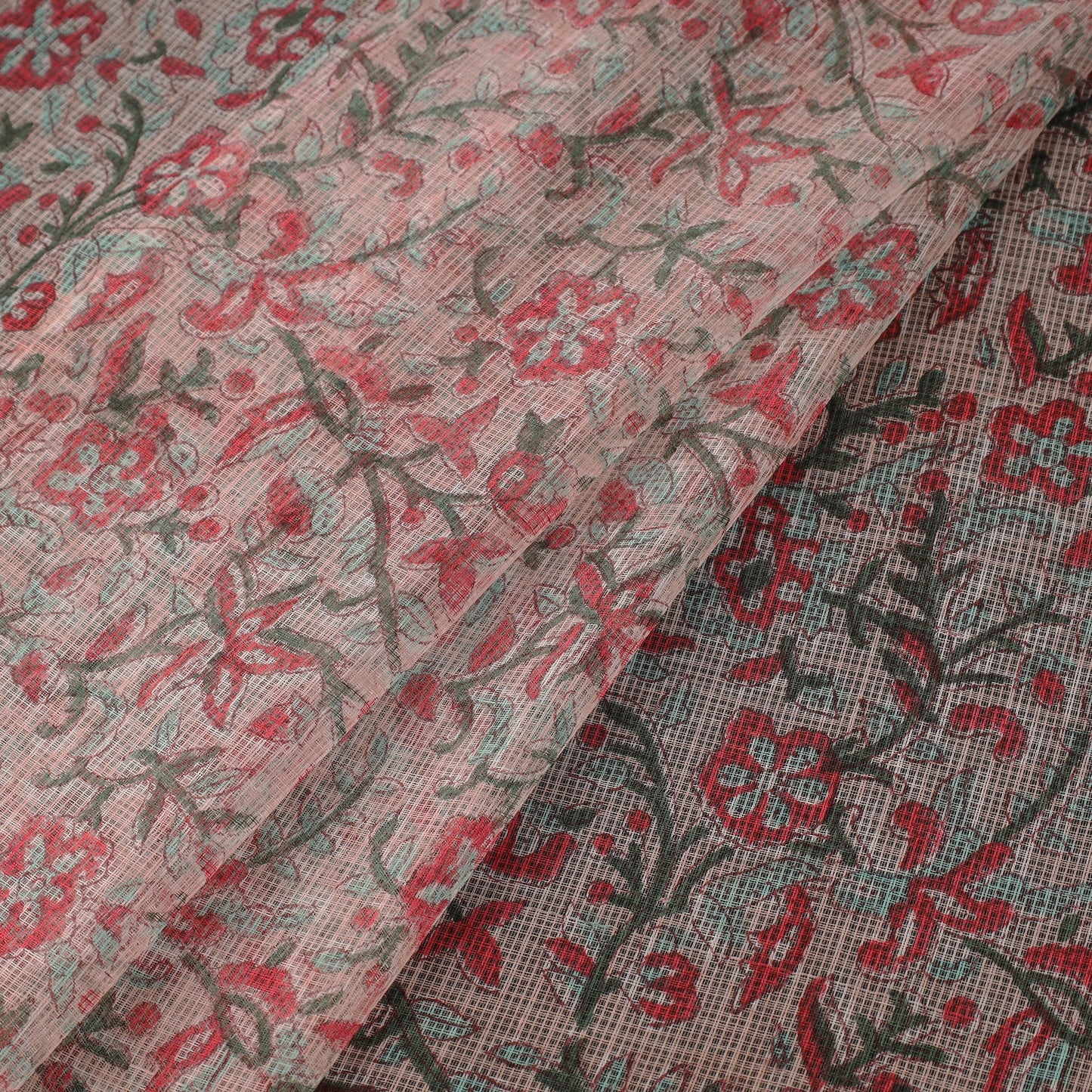 Kota doria cotton hand sanganeri fabric 02 - handcrafted