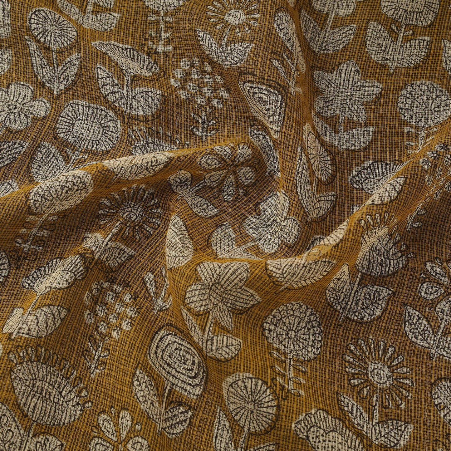 Kota doria cotton natural dyed hand block bagru print