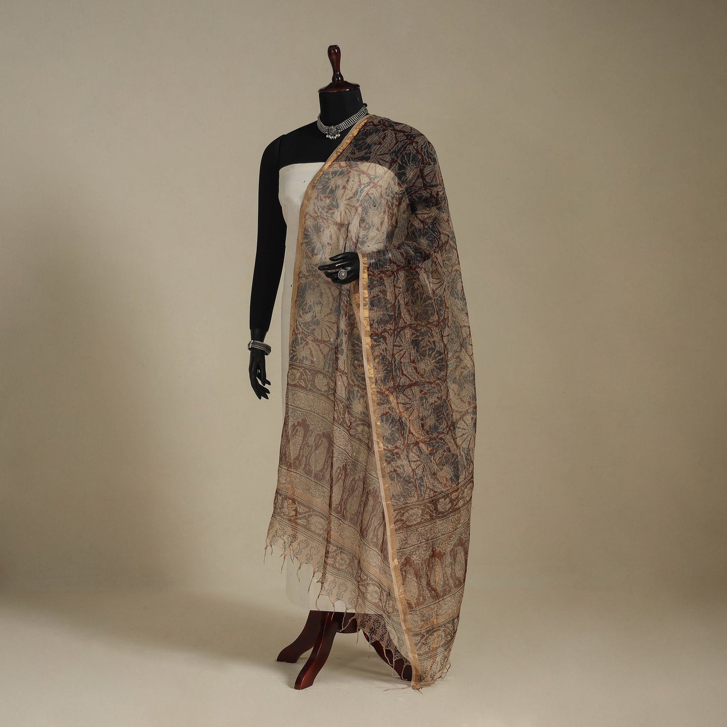 Kota doria cotton natural dyed pedana kalamkari dupatta 04