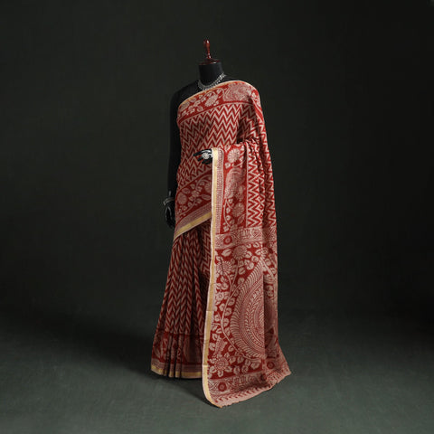 Kota doria cotton printed kalamkari saree 04 - handcrafted