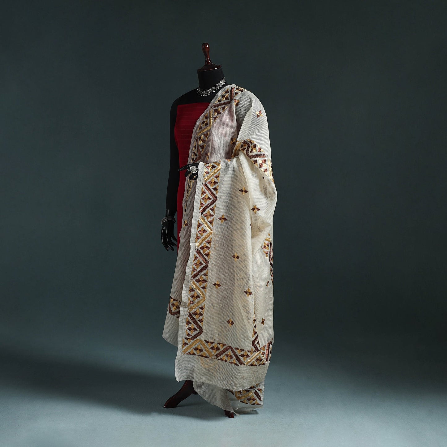 Kota doria silk hand embroidered chapa work phulkari