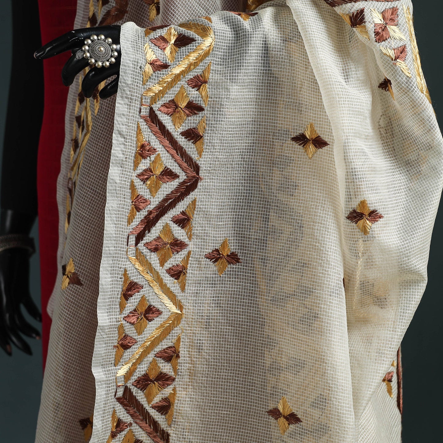 Kota doria silk hand embroidered chapa work phulkari