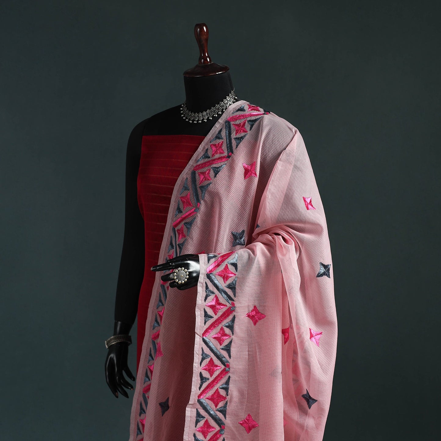 Kota doria silk hand embroidered chapa work phulkari