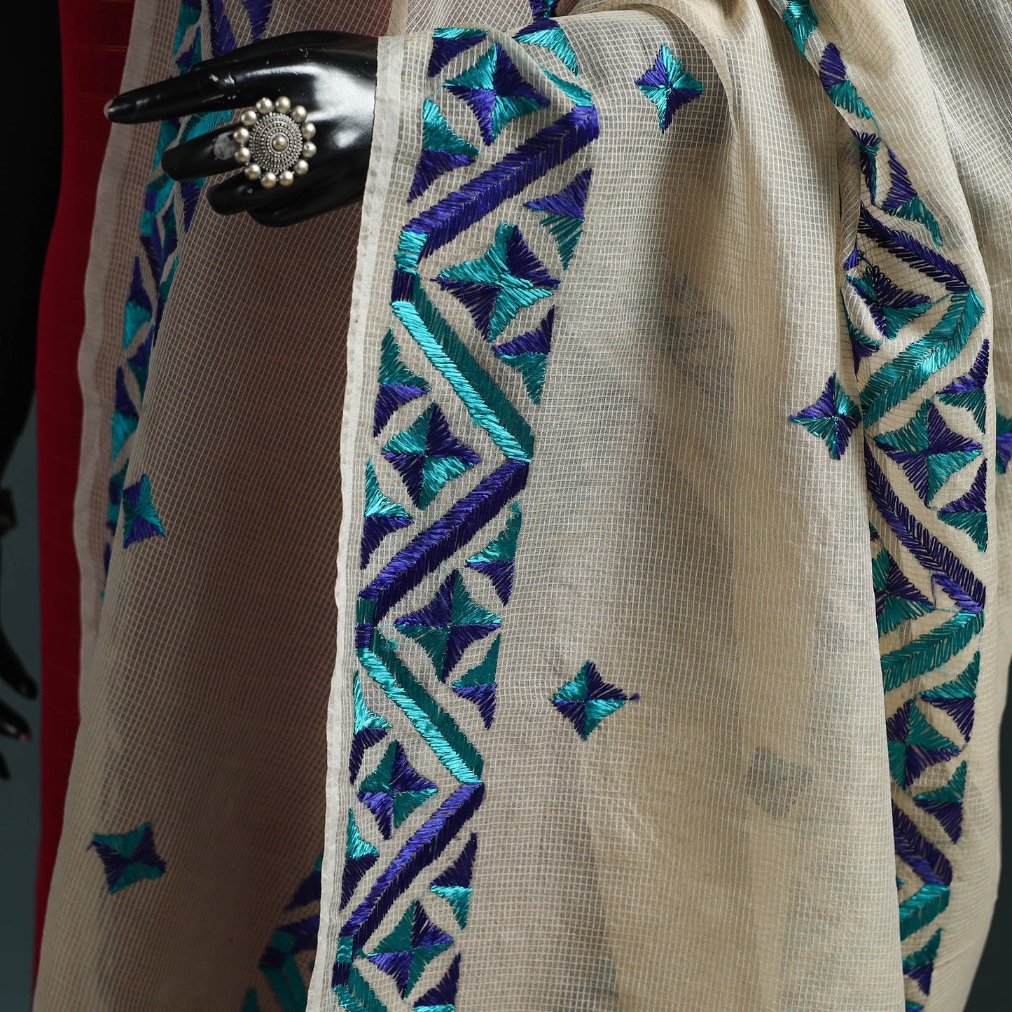 Kota doria silk hand embroidered chapa work phulkari