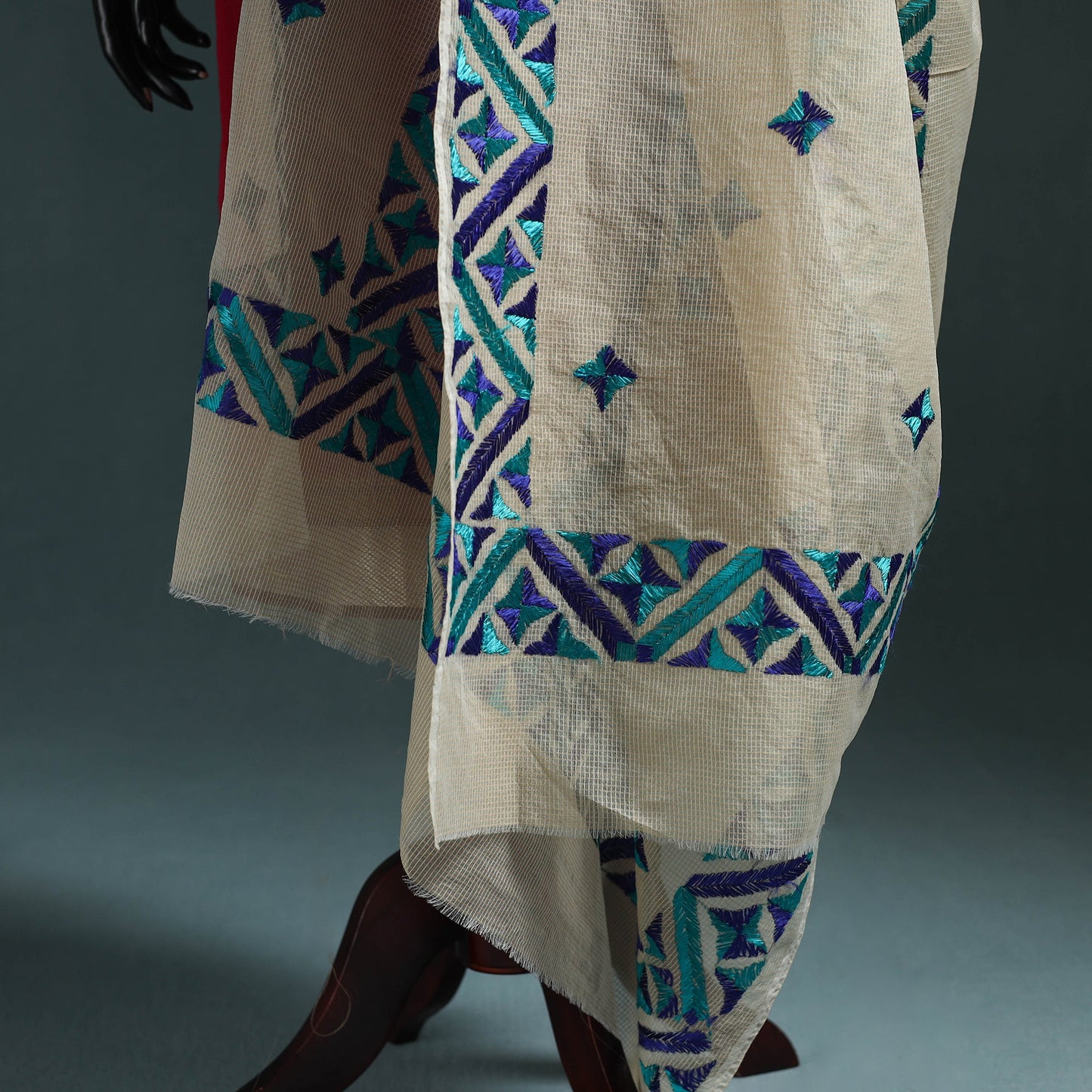 Kota doria silk hand embroidered chapa work phulkari