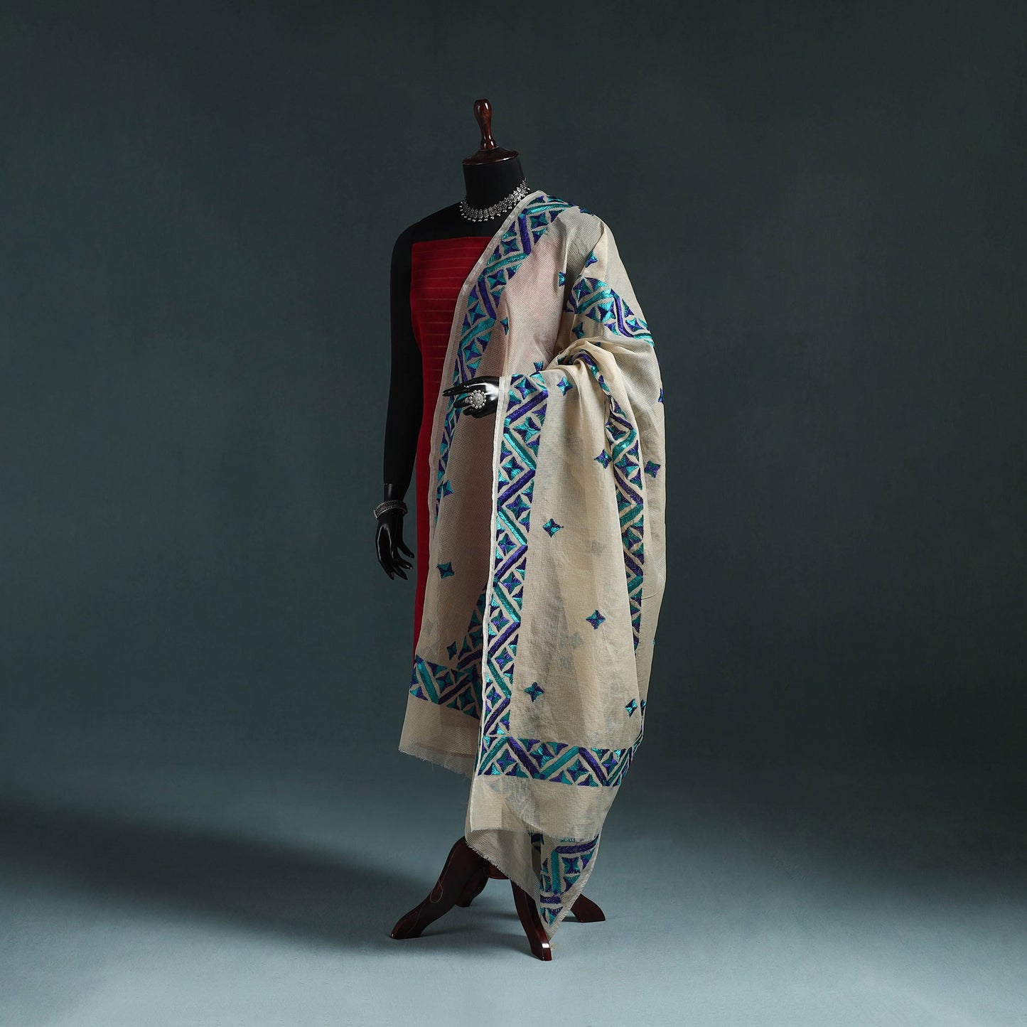 Kota doria silk hand embroidered chapa work phulkari