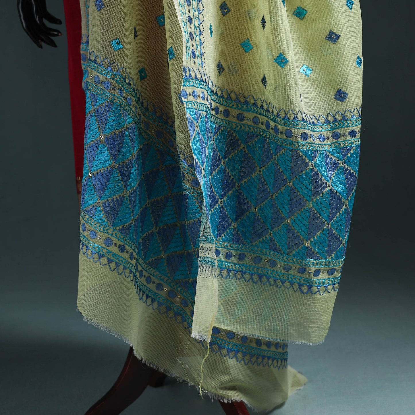 Kota doria silk hand embroidered chapa work phulkari