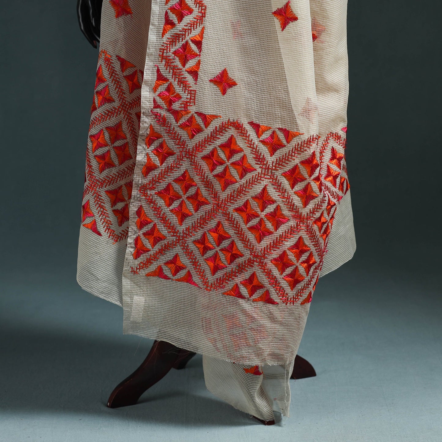 Kota doria silk hand embroidered chapa work phulkari