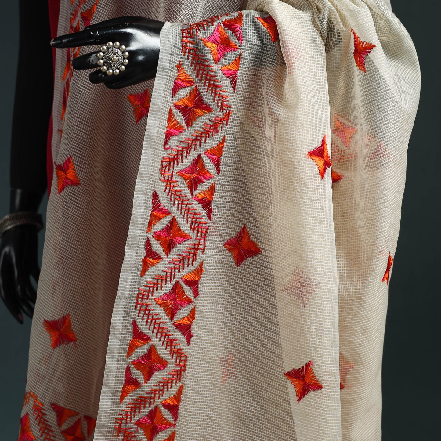 Kota doria silk hand embroidered chapa work phulkari