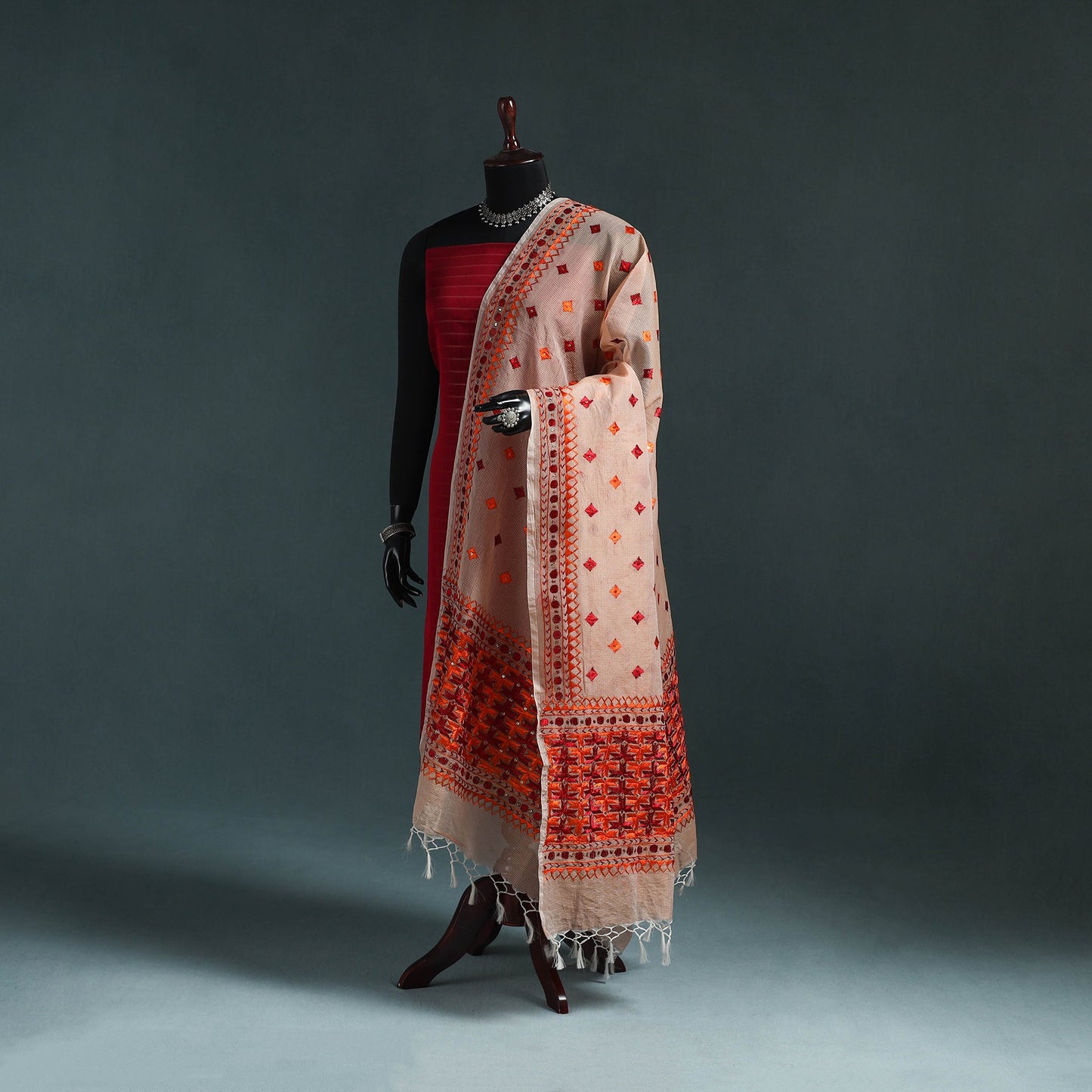 Kota doria silk hand embroidered chapa work phulkari