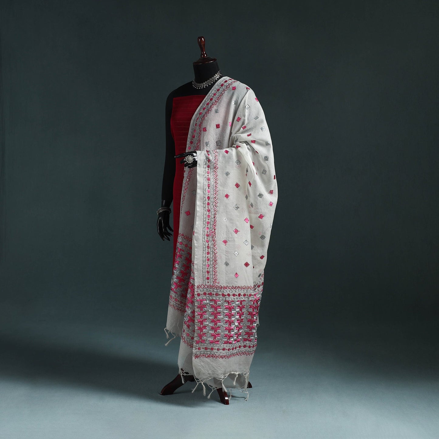 Kota doria silk hand embroidered chapa work phulkari