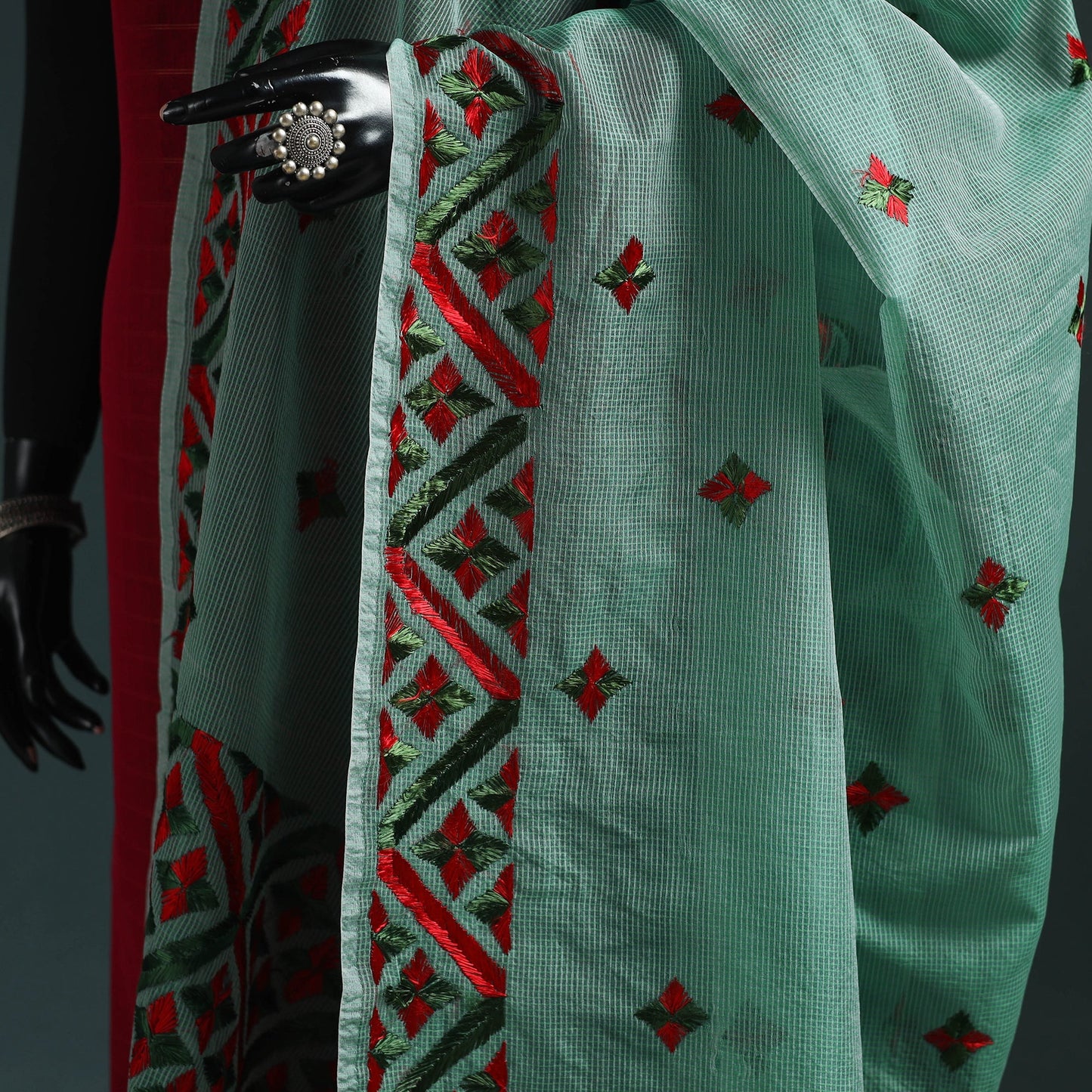 Kota doria silk hand embroidered chapa work phulkari
