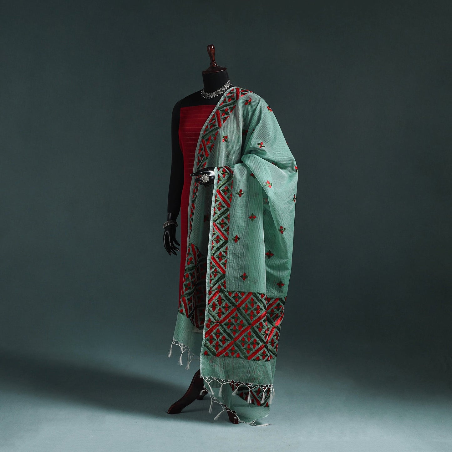 Kota doria silk hand embroidered chapa work phulkari