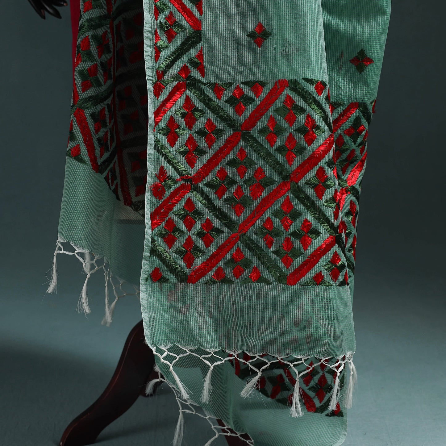 Kota doria silk hand embroidered chapa work phulkari