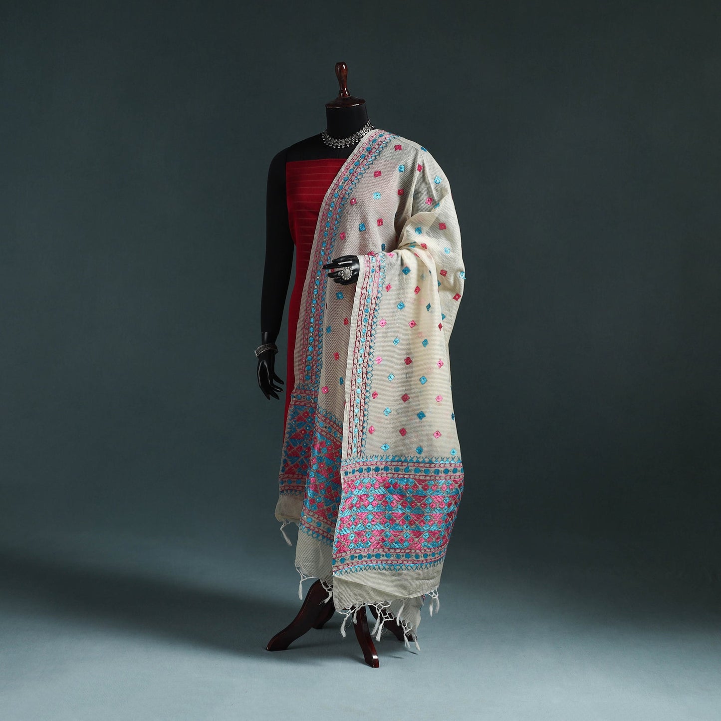 Kota doria silk hand embroidered chapa work phulkari