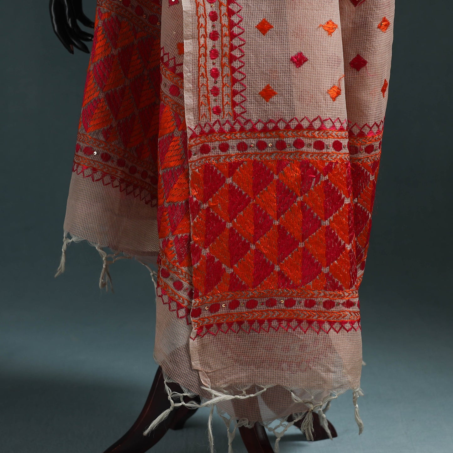 Kota doria silk hand embroidered chapa work phulkari