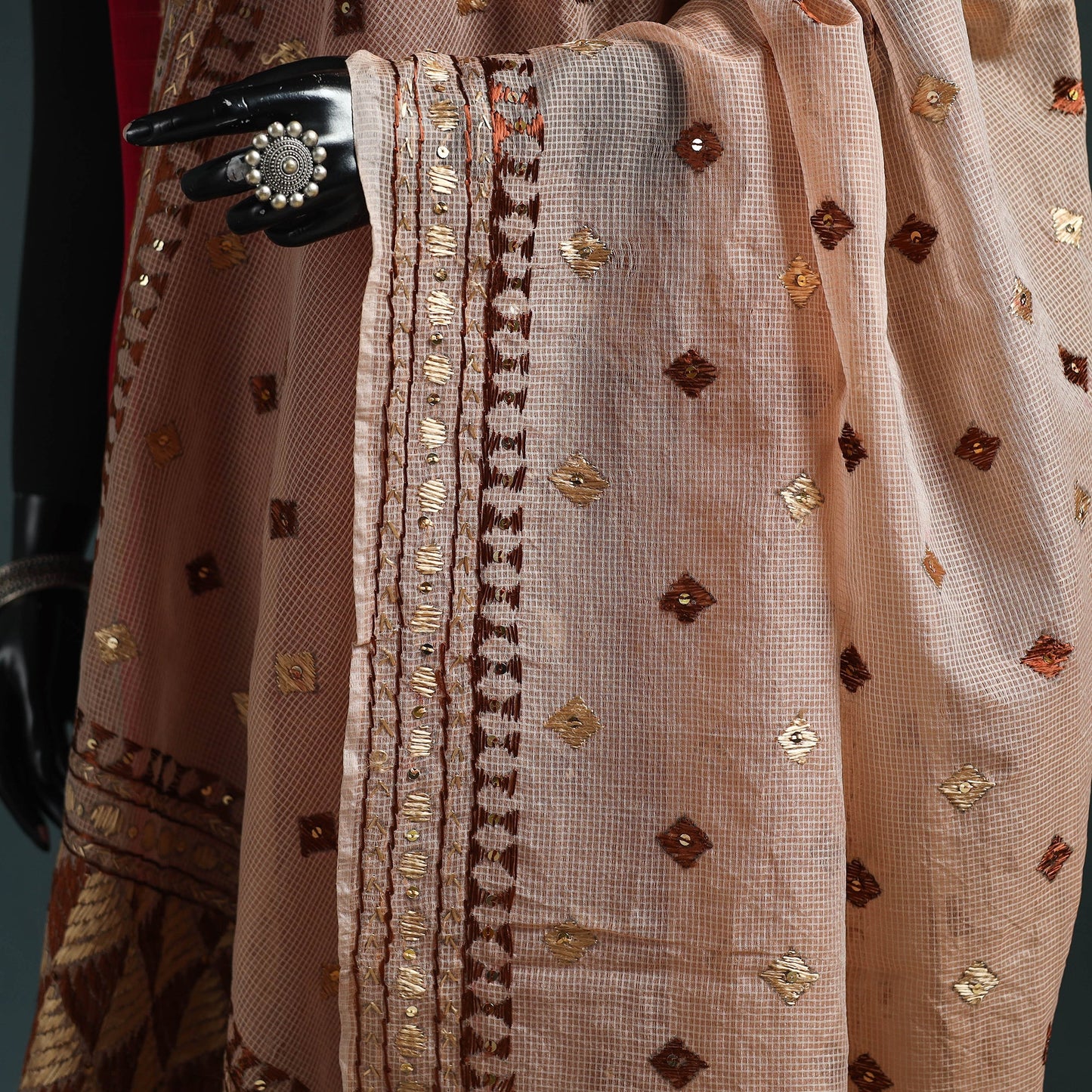 Kota doria silk hand embroidered chapa work phulkari