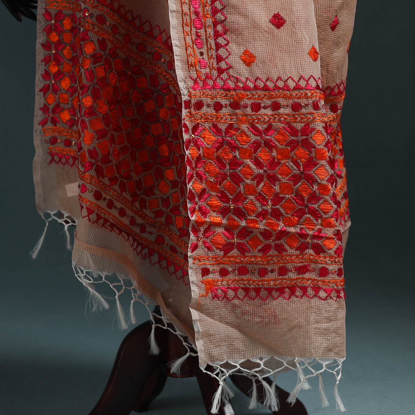 Kota doria silk hand embroidered chapa work phulkari