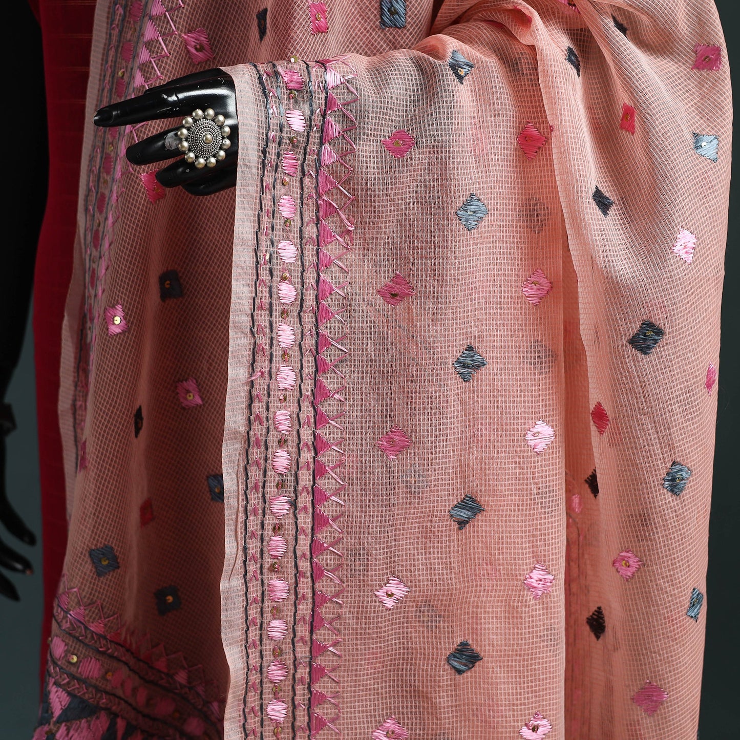 Kota doria silk hand embroidered chapa work phulkari