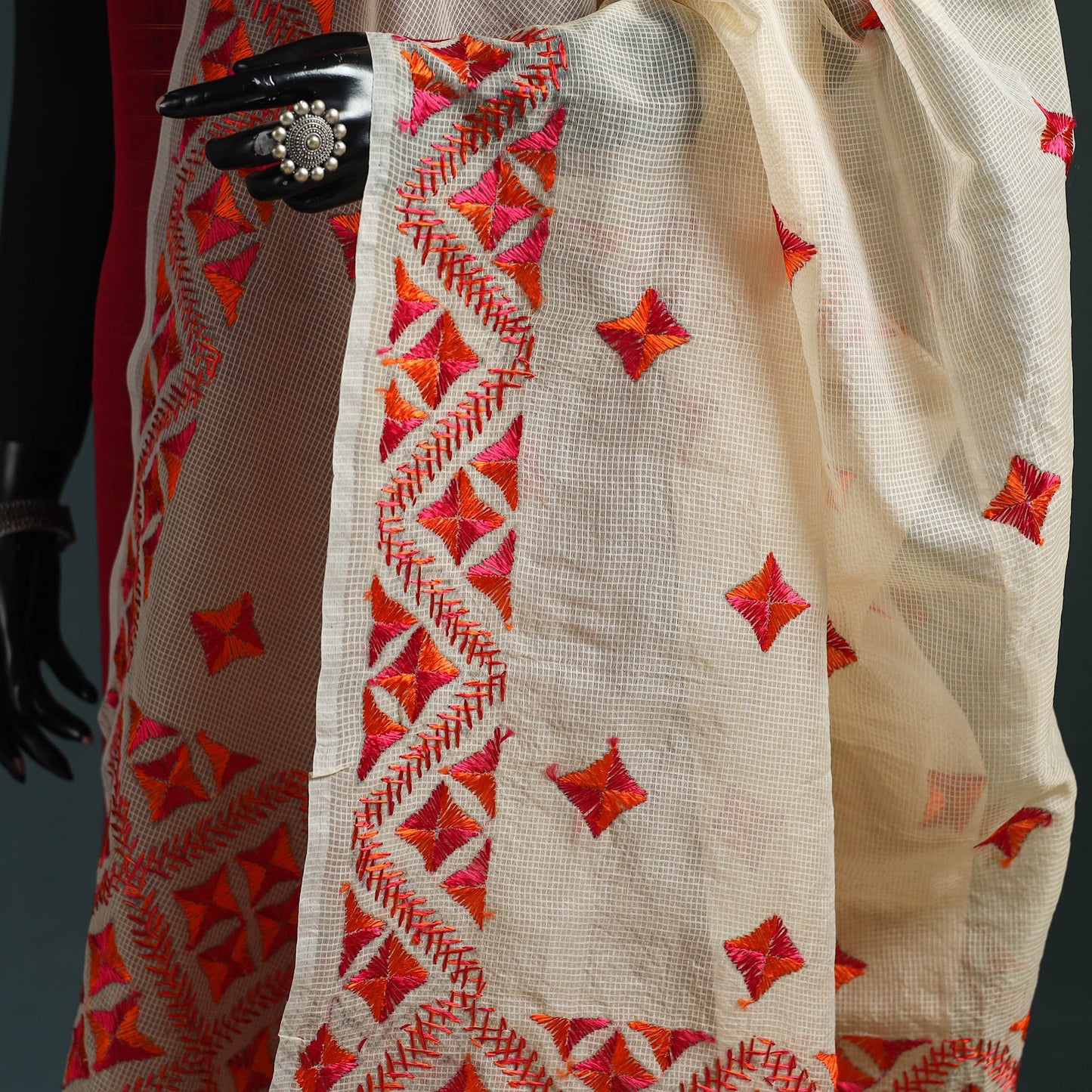 Kota doria silk hand embroidered chapa work phulkari