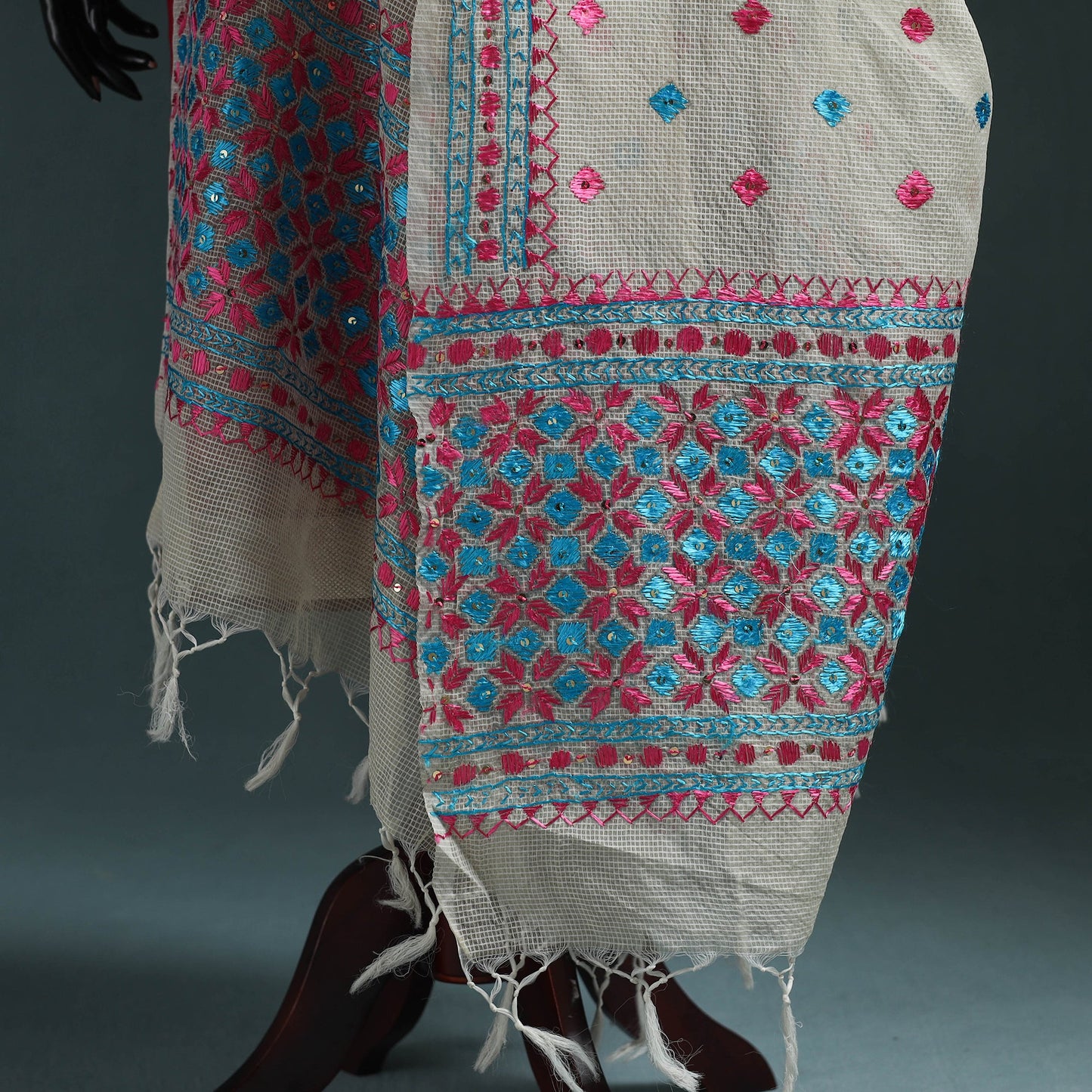 Kota doria silk hand embroidered chapa work phulkari