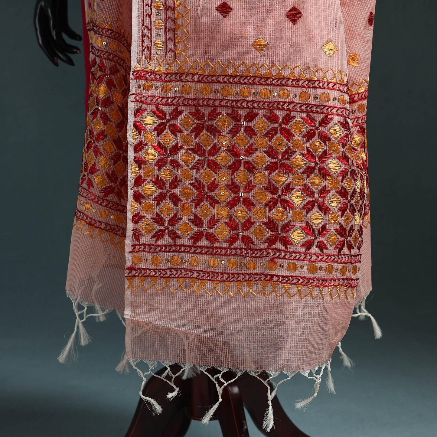 Kota doria silk hand embroidered chapa work phulkari