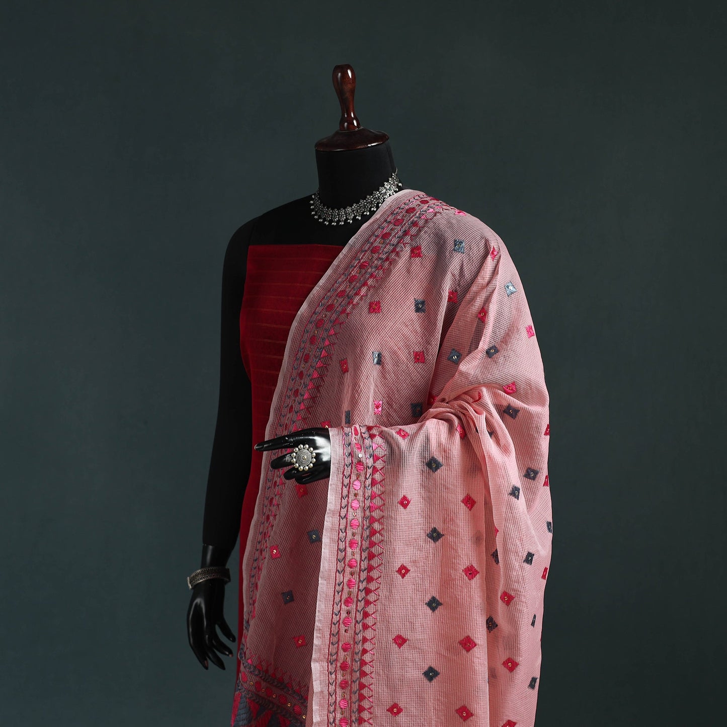 Kota doria silk hand embroidered chapa work phulkari