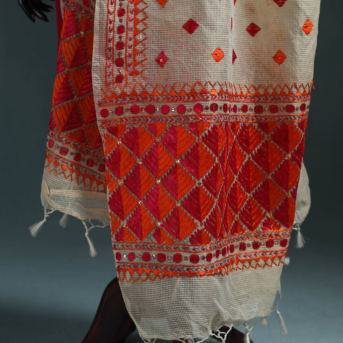 Kota doria silk hand embroidered chapa work phulkari