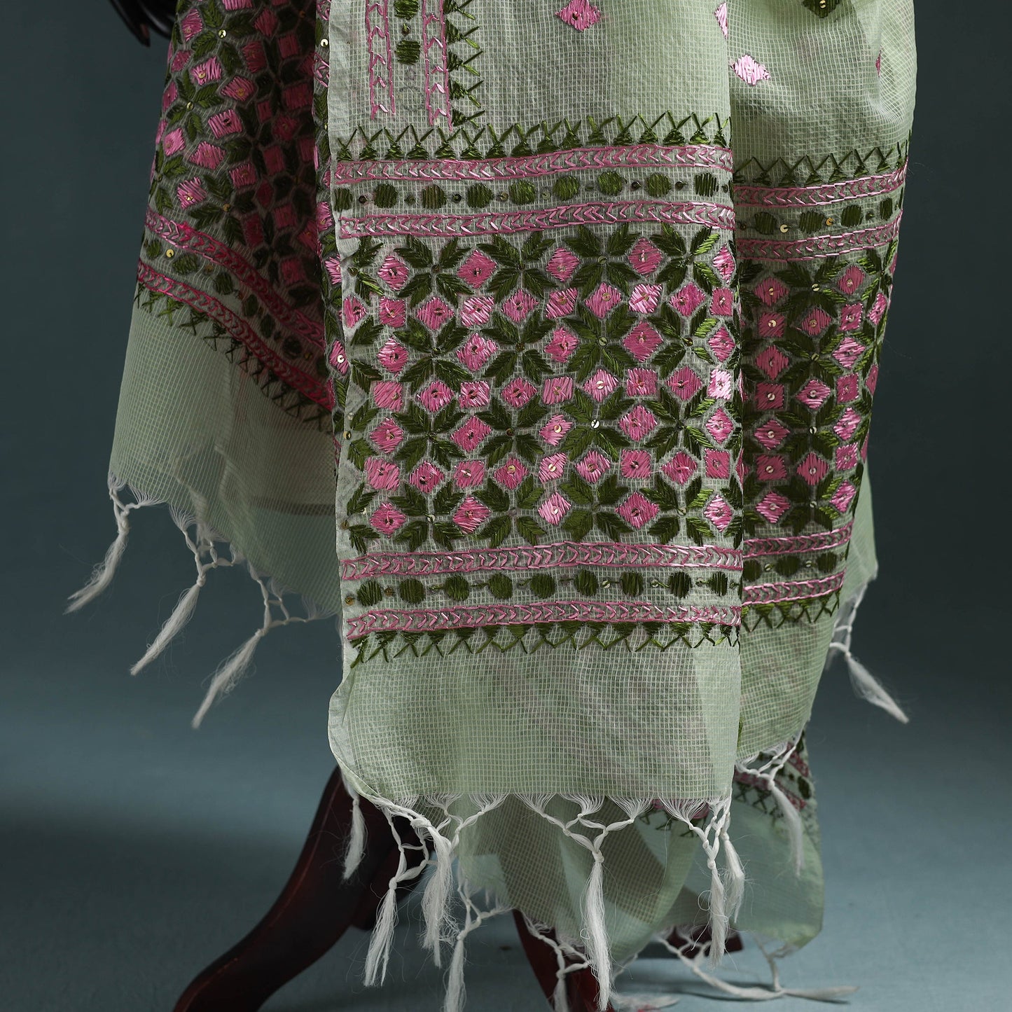 Kota doria silk hand embroidered chapa work phulkari