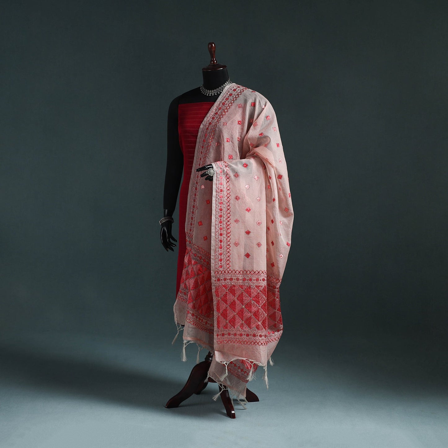 Kota doria silk hand embroidered chapa work phulkari