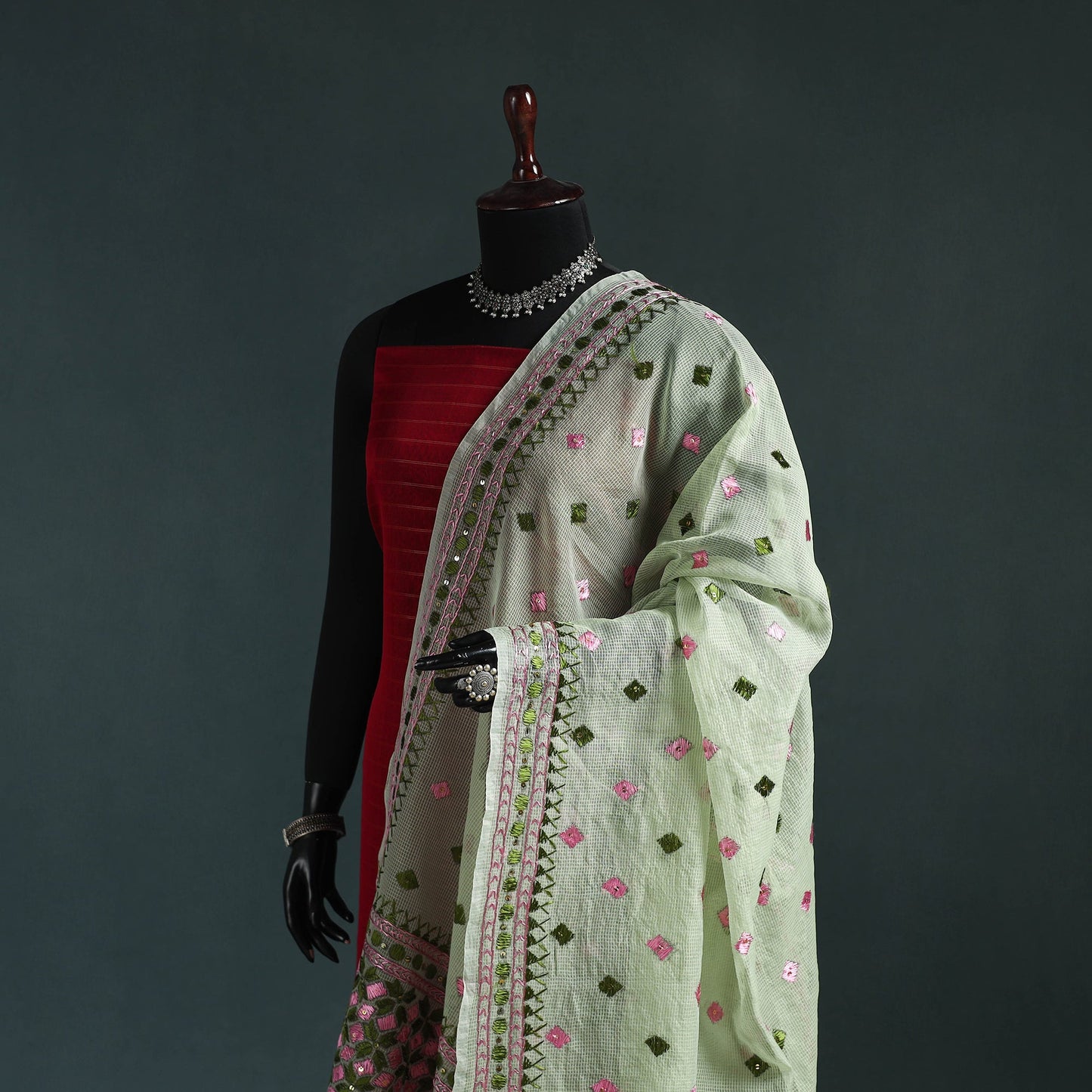Kota doria silk hand embroidered chapa work phulkari
