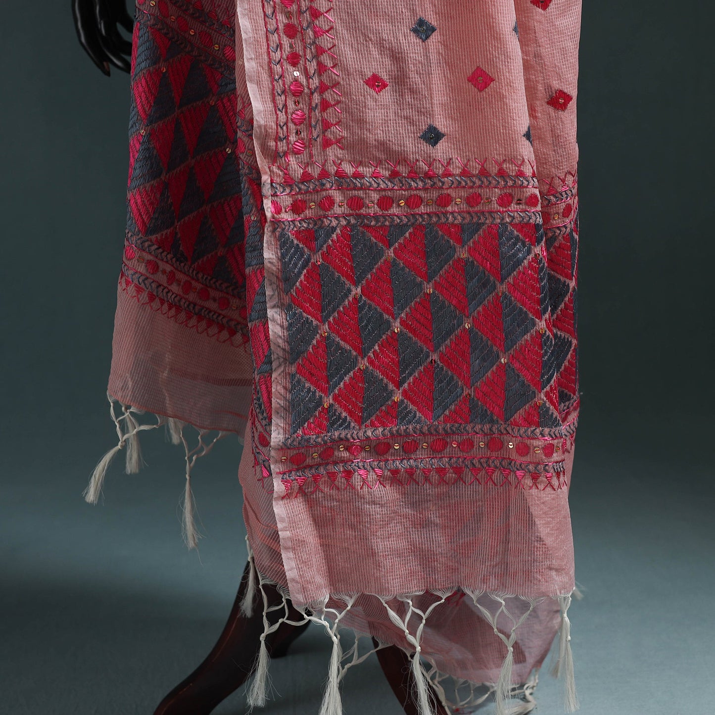 Kota doria silk hand embroidered chapa work phulkari