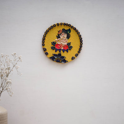 Krishna - handpainted clay art wall frame 08 - handcrafted
