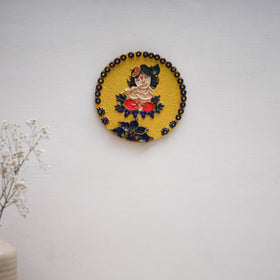 Krishna - handpainted clay art wall frame 08 - handcrafted