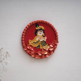 Krishna - handpainted clay art wall frame 10 - handcrafted