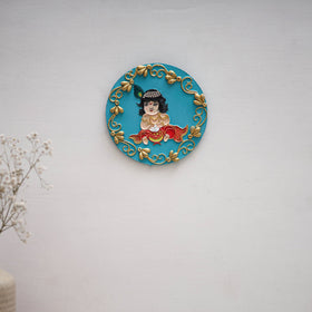 Krishna - handpainted clay art wall frame 12 - handcrafted