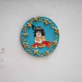 Krishna - handpainted clay art wall frame 12 - handcrafted