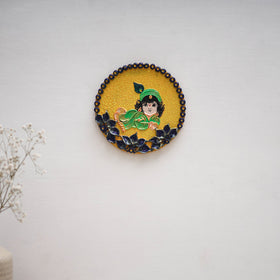 Krishna - handpainted clay art wall frame 13 - handcrafted