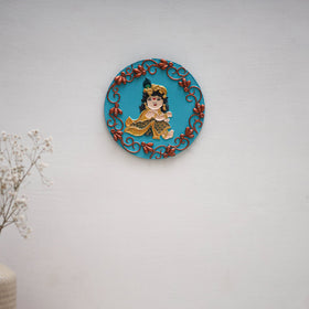 Krishna - handpainted clay art wall frame 14 - handcrafted