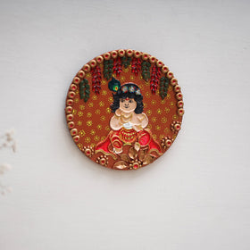 Krishna - handpainted clay art wall frame 15 - handcrafted
