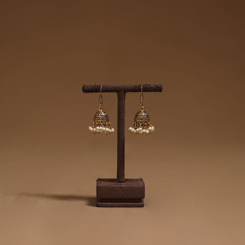 Kriti golden gs beaded jhumki earrings - handcrafted