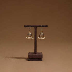 Kriti golden gs beaded jhumki earrings - handcrafted