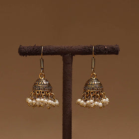 Kriti golden gs beaded jhumki earrings - handcrafted