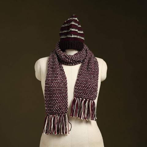 Kumaun hand knitted woollen muffler cap 60 - handcrafted