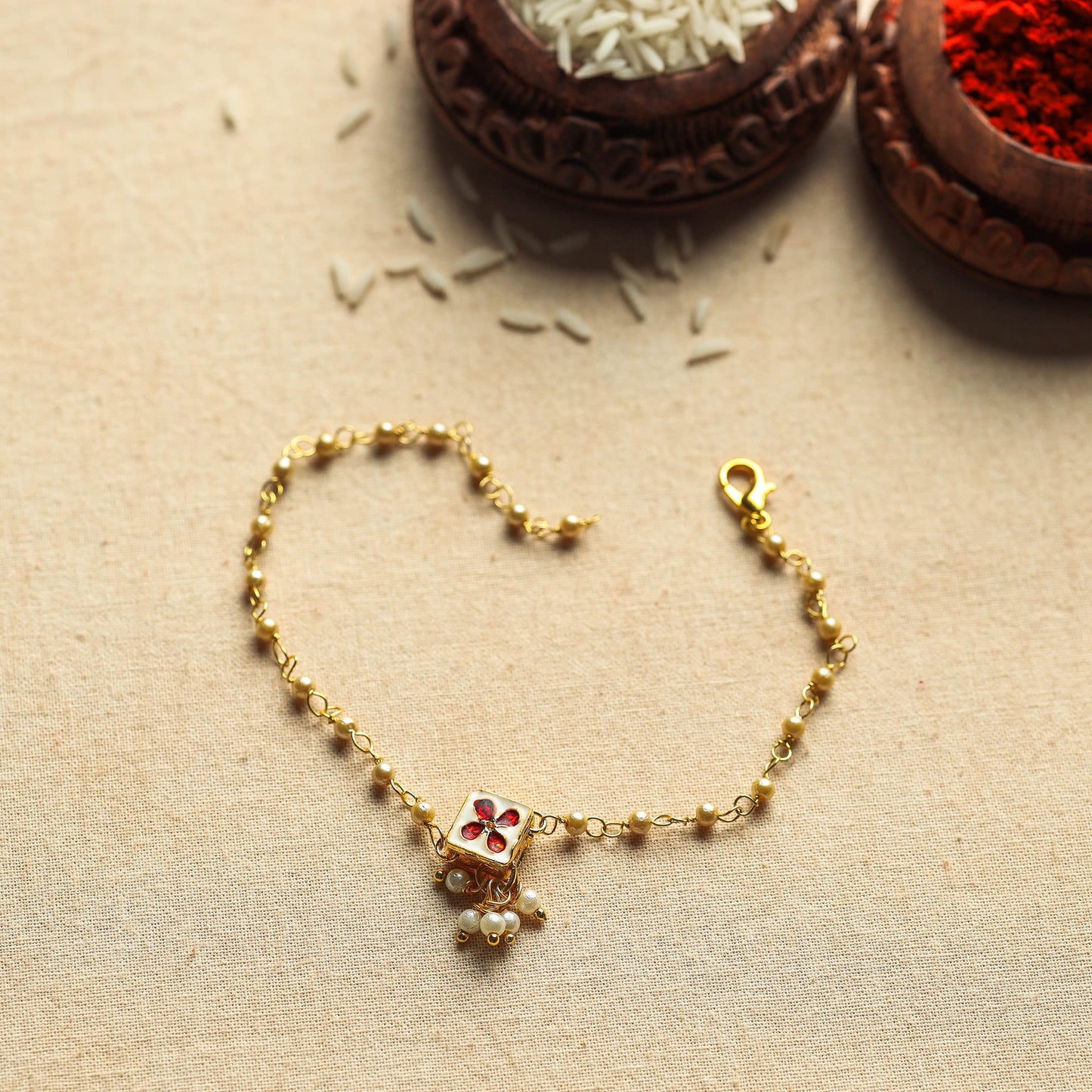  Kundan Chain Reversible Lumba Rakhi by Divine Guidance Creations 