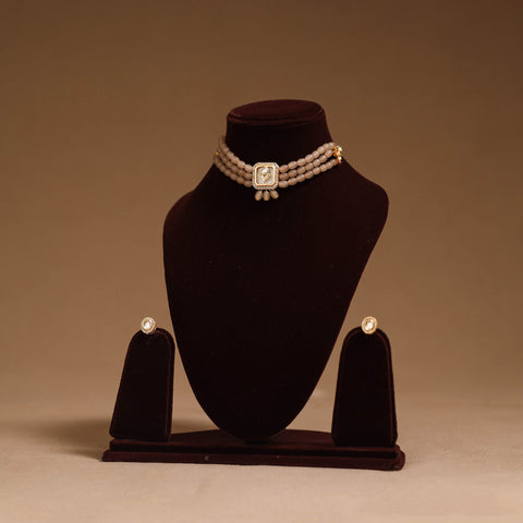 Kundan work choker necklace set 28 - handcrafted